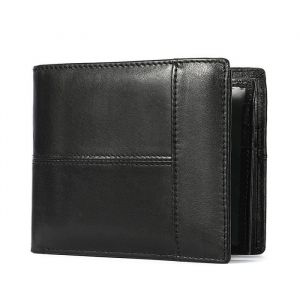 Portefeuille Homme Cuir Porte Monnaie Classique, Porte Cartes Portrait Rangement Pièces Carte de Crédit Billets Noir A
