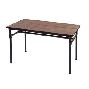 Mendler Table pour salle à manger HWC-H10b, bar, gastronomie, bois d'orme, standards FSC, noir-marron 120x70 cm