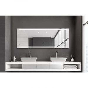 Talos Miroir de Salle de Bain à LED King - 140 x 60 cm - Couleur de la lumière : Blanc Neutre - Miroir cosmétique éclairé avec grossissement x3 - Horloge numérique - Cadre en Aluminium 50233