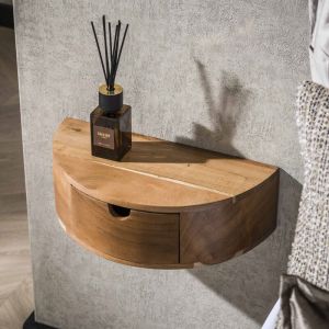 Chevet suspendu 1 tiroir 40x20x12 cm en acacia naturel