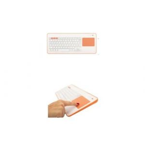 Image de Silverht Touchpad Wireless KB White + Peach clavier Bluetooth QWERTY Espagnole P&ecirc;che, Blanc - Claviers (Sans fil, Bluetooth, Clavier &agrave; membrane, QWERTY, P&ecirc;che, Blanc)
