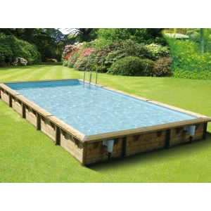 Image de Ubbink Linéa - Piscine rectangulaire hors sol en bois 800 x 500 x 140 cm