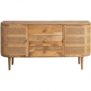 Buffet en bois de manguier et cannage Palma - Bois clair