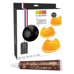 Scrapcooking Moule &agrave; g&acirc;teau semi-rigide 9 demi-sph&egrave;res + 1 Stylo chocolat