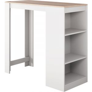 Table haute 110x103x50cm Plateau de table Modèle Kyra Blanc e Sonoma