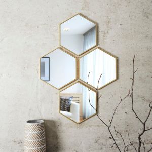 The home deco factory Miroir Deco Losange Dore X4