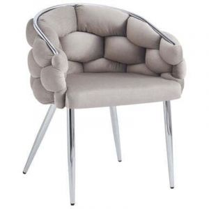 Lot de 2 chaises BALLON pieds chrome assise en Velours Taupe