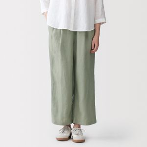 Pantalon large en lin lav&eacute; pour femme