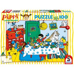 Schmidt Spiele 56447 Longstocking, café avec Pippi, Puzzle Enfant 100 pièces, Coloré