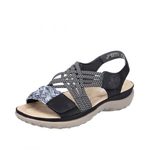 Rieker Femme 64889 Sandale, Noir, 39 EU