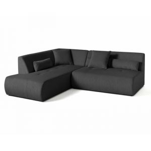 Onyx - canapé modulable d'angle gauche 5 places - en velours côtelé - Gris foncé