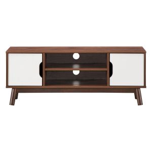 Meuble TV de style industriel pour meuble TV jusqu'à 127 cm Meuble de rangement multifonctionnel moderne en bois avec étagère de rangement ouverte (blanc)