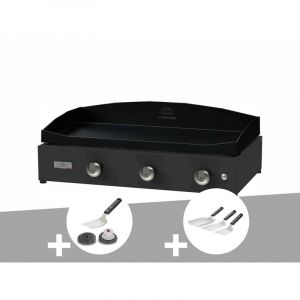 Le Marquier Plancha Pure 375 noire gaz + Kit de nettoyage + Kit 3 spatules