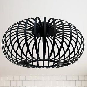 Vertigo Plafonnier Bamyum Cage Lampe Noir Moderne en Métal – Lustre Vintage E27 Ø40 cm Pour Salon, Chambre ou Salle à Manger