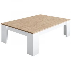 CHRIS OAK - Table Basse Laqu&eacute;e Blanc Brillant Aspect Bois