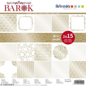 Image de Artémio Bloc de 30 feuilles de papier scrapbooking 30x30 cm 'Barok foil or' d'