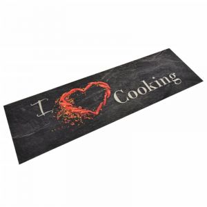 VidaXL Tapis de cuisine lavable impression cuisine noir 45x150 cm Black