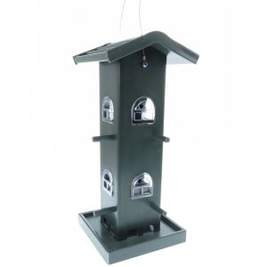 Animallparadise Mangeoire Silo Maison Verte, Bois Composite, Hauteur 33 Cm Pour Oiseaux Neuf