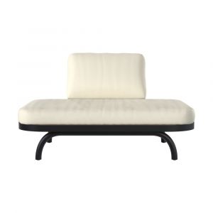 Fauteuil de jardin 2 places blanc cassé et pieds en métal noir