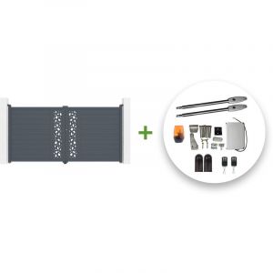 Portail battant électrique sunny 350x180cm gris + Motorisation tanker B250