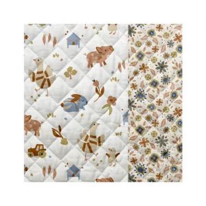 Tissu enfant matelass&eacute; coton animaux de la ferme vendu au m&egrave;tre(...) - PICOTBLANC