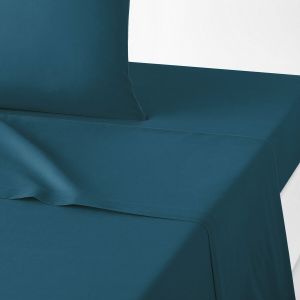 Drap plat uni en polycoton, Scenario Bleu De Prusse Taille 180X290 cm