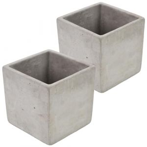 Kotarbau - Lot de 2 pots de fleurs carrés - 20 x 20 cm - Pour plantes - En béton décoratif