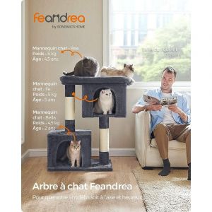 Image de Songmics Feandrea Arbre à Chat, Tour de Jeux 101 cm, XL, Maison pour Chats Jusqu’à 20 kg, Grande Plate-Forme, 2 Niches, Griffoir, Gris Foncé PCT614G01