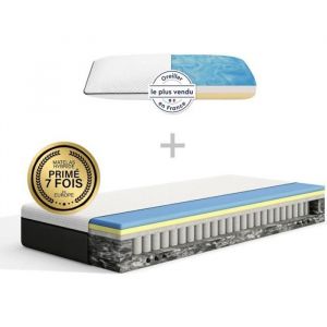 Emma | Pack Matelas Hybride 90x190 Cm + Oreiller | Meilleur Choix Emma | Mémoire De Forme+Ressorts | Dos Apaisé | Confort Optimal