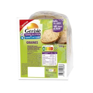 Gerbl&eacute; Pain de Mie aux Graines - Sans Gluten et Sans lactose - Riches en fibres - 200g - 221520