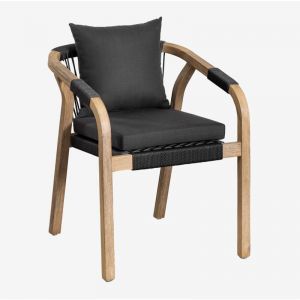 Chaise de Salle &agrave; Manger avec Accoudoirs en Bois d'Acacia de Duba&iuml; SKLUM Gris Graphite Acacia Rustique Marron