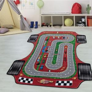 Teppium Tapis enfant design pour les gar&ccedil;ons coloris rouge 140x200 cm tapis chambre enfant tapis chambre b&eacute;b&eacute;