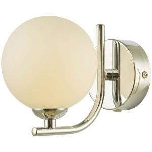 Lumiere Applique Murale Chrome Poli Verre Opalin Globe