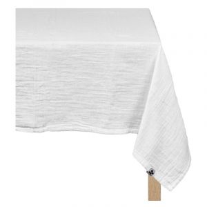 Nappe 150 x 250 cm en double gaze de coton gaufrée blanc - PEPA
