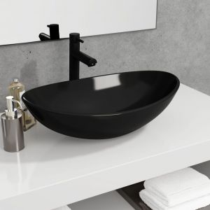 VidaXL Lavabo Verre trempé 54,5x35x15,5 cm Noir