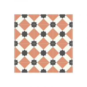 Décoweb Sol Vinyle First - Effet carreaux de ciment géométrique rouge terracotta - 3 x 3m
