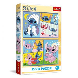 Trefl Puzzle 2 en 1 : Lilo & Stitch, avec Stitch on ne s'ennuie Pas - 2 x 70 Pieces, Ensemble de Deux Puzzle pour Les Enfants à partir de 4 Ans