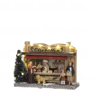 Luville Village de Noël Miniature Stand de beignets - L16,5 x l6 x H11,5 cm