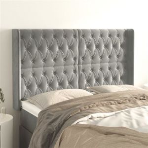 VidaXL Hoofdbord met randen 147x16x118/128 cm fluweel lichtgrijs3119964