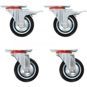 VidaXL 12x Roulettes Roues Fixes pour Chariot Roulant Roulettes Pivotantes Roulettes Fixes Panier d'Achat Etagère à Livre Tables de Travail Capacité de 100 kg 125 mm
