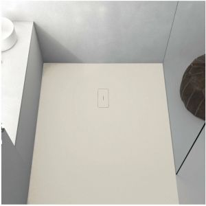 Stano Receveur de douche 100 x 170 cm extra plat FUSION en résine surface ardoisée sable - Beige