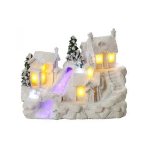 Maisons blanches lumineuses LED (13 x 19 x 12 cm)