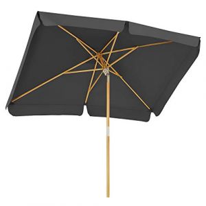 Songmics Parasol 3 x 2 m, Ombrelle rectangulaire, Protection Solaire, Anti-UV, m&acirc;t et Baleines en Bois, inclinable, sans Socle, pour terrasse, Balcon, Jardin, Gris GPU300G01
