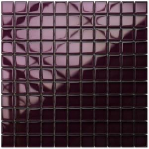 Ilcom - Mosaïque de verre sur maille pour salle de bain ou cuisine 30cm x 30cm - Purple eggplant