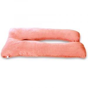 Coussin de grossesse déhoussable en velours 150x80 cm rose