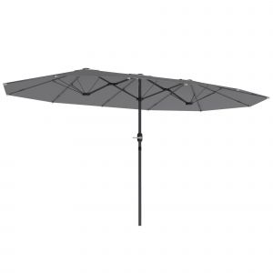 Outsunny XXL Parasol double face 436x260 cm - Gris foncé - Protection UV30+ - Ovale - Avec manivelle - Jardin et terrasse