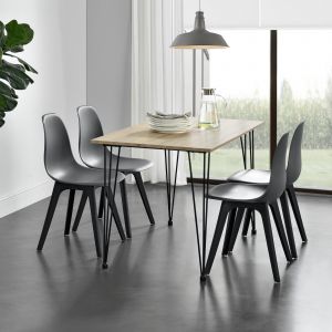 Image de Table de Salle à Manger Kiel pour 4 Personnes Pieds Épingle à Cheveux 120 x 70 x 75 cm Effet Chêne Noir [en.casa]