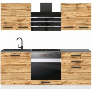 Belini Cuisine Equipee Complete MARY Muebles de Cuisine Complets - 180 cm. Avec Plan de Travail, chêne wotan