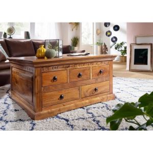 Table basse 90x90 Acacia laqu&eacute; Miel oxford 0320 - brun