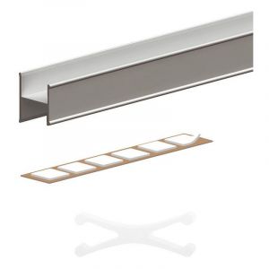 Slid'up by Mantion Kit profil en H pour porte 18 mm - L 1800 mm - argent